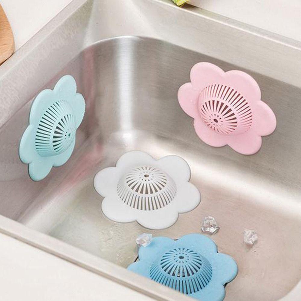4Pcs Soft Flower Sink Strainer Anti-clogging Hair Catcher Floor Drain Covers  Bathtub