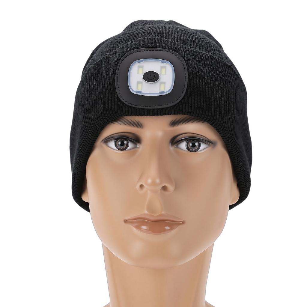 Winter Knitted Hat with Detachable Light Warm USB Rechargeable LED Headlamp Hat for Running Camping Cycling Fishing