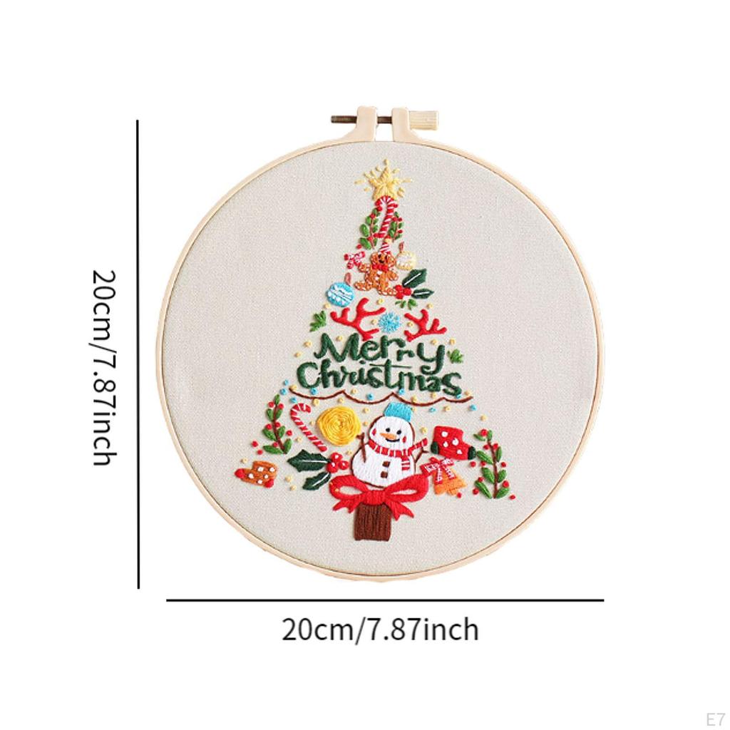 Christmas Embroidery Kit Craft Set Material Package Needlepoint Cross Stitch Kits for Beginners