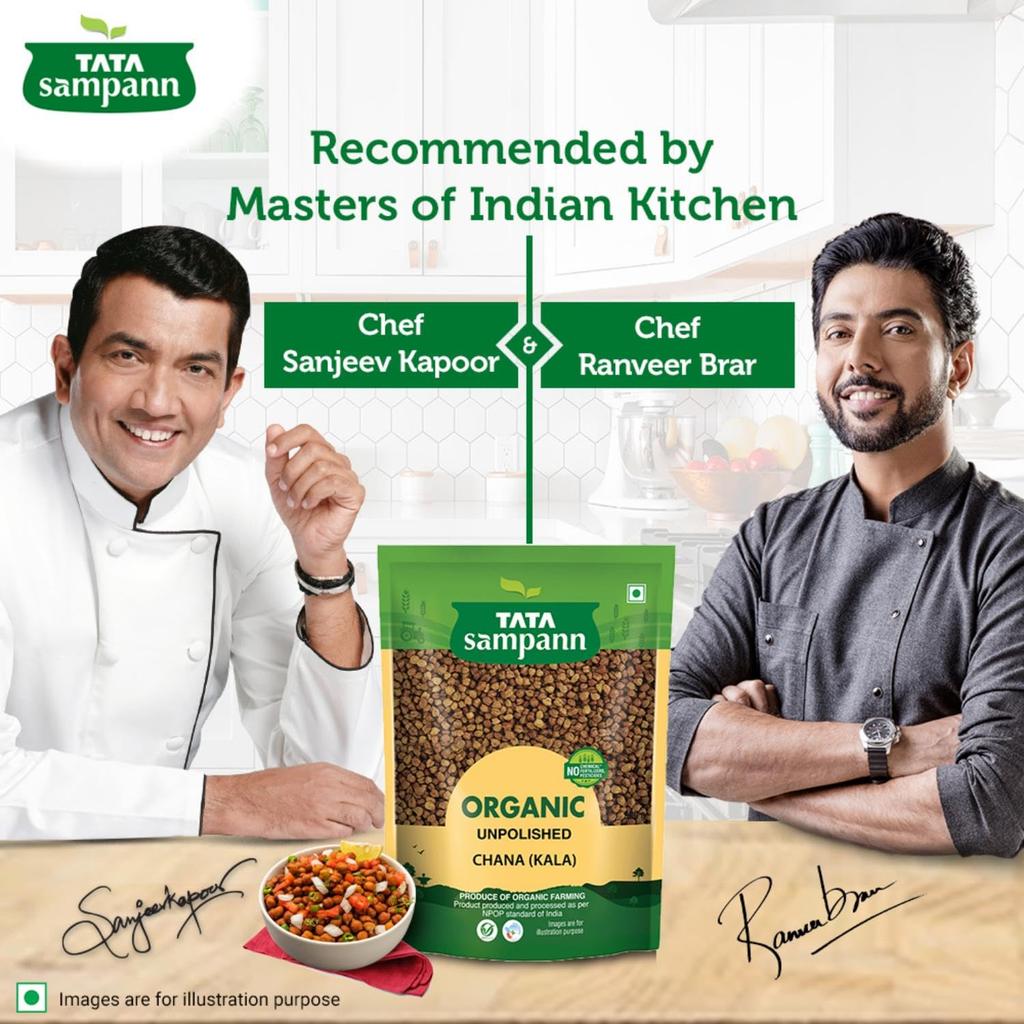 TATA Sampann Organic Unpolished Brown Kala Chana 500 G Pack For Wholesome Cooking Nutrition Rich Daily Meal Use
