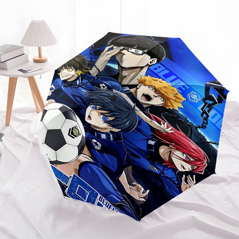 

1pc Blue Lock Soccer Team Automatic Folding Umbrella - Portable 3-Fold Design with 8-Bone Iron Frame, Perfect for Fans, Travelers, Daily Use, and Gift
