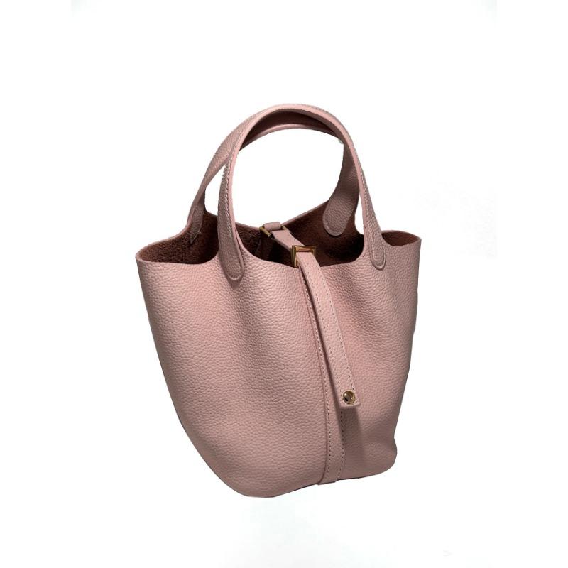 Vegetable Basket Handbag All Handmade Leather First Layer Cowhide Premium Versatile Bucket Bag Women's Bag