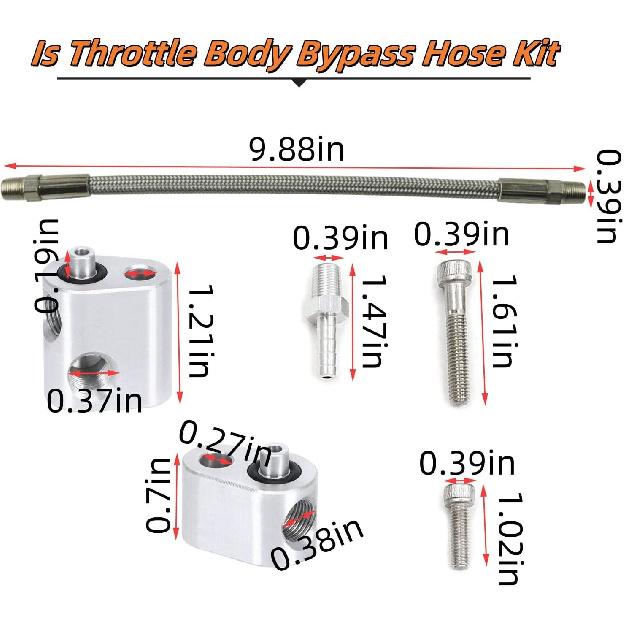 Throttle Body Bypass Hose Kit for GM LS Engines, 3-Bolt DBC/DBW, Gen 3 Coolant Crossover Steam Tube, Stainless Steel Braided Vent Hose, Compatible
