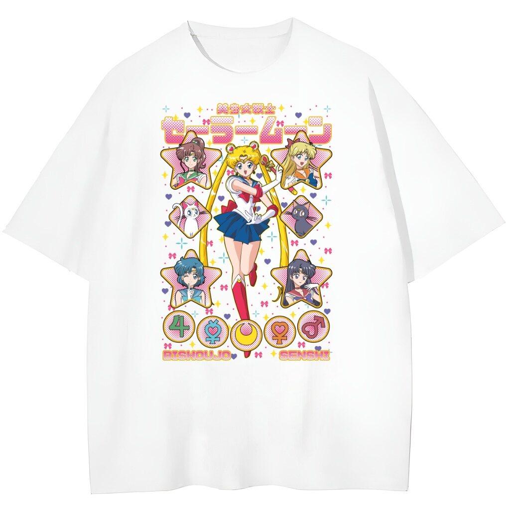 

2026 Fashion Cotton Sailor Moon Lost Americana Comfortable Tsukino Usagi Y2K T-Shirt Summer Men Streetwear Parent-child Tee ... S разноцветный