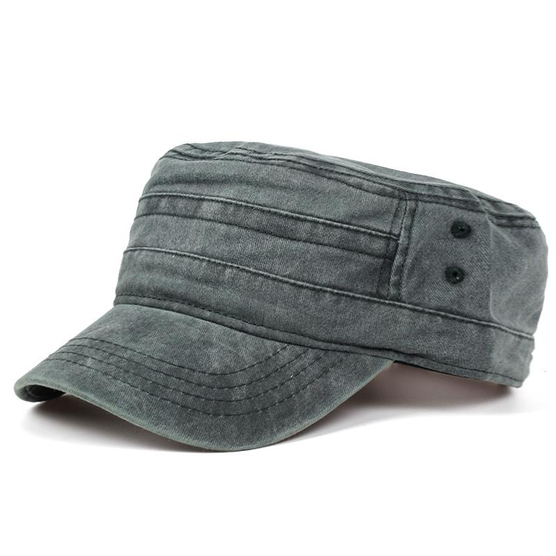 Classico retrò da uomo in cotone lavato berretto da baseball regolabile con parte superiore piatta cappelli militari invernali cappelli selvaggi cappello da camionista