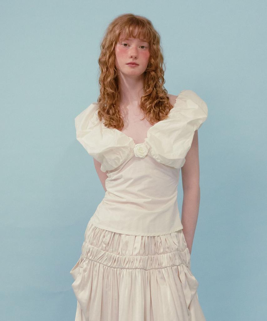 LOULOUSEOUL Volume Puff Blouse (Cream)