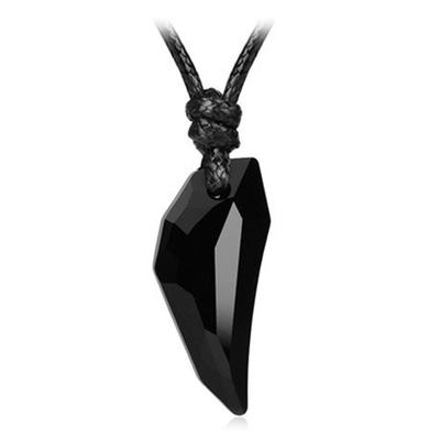 Mode Spike Wolf Tooth Kristallhänge Läderrep Halsband för män Cool Vintage halsband för unisex kvinnor smycken