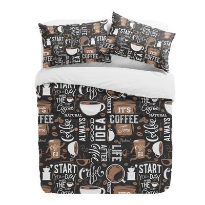 Coffee Coffee Beans Coffee Cup 3pcs Bedding Set For Double Bed Home Textile Duvet Cover Quilt Cover Pillowcase