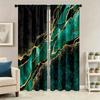 Two-Piece Rod-Pocket Curtains, Polyester Fiber Blackout/Light-Filtering Curtains, Green Background with Gold Marble Print
