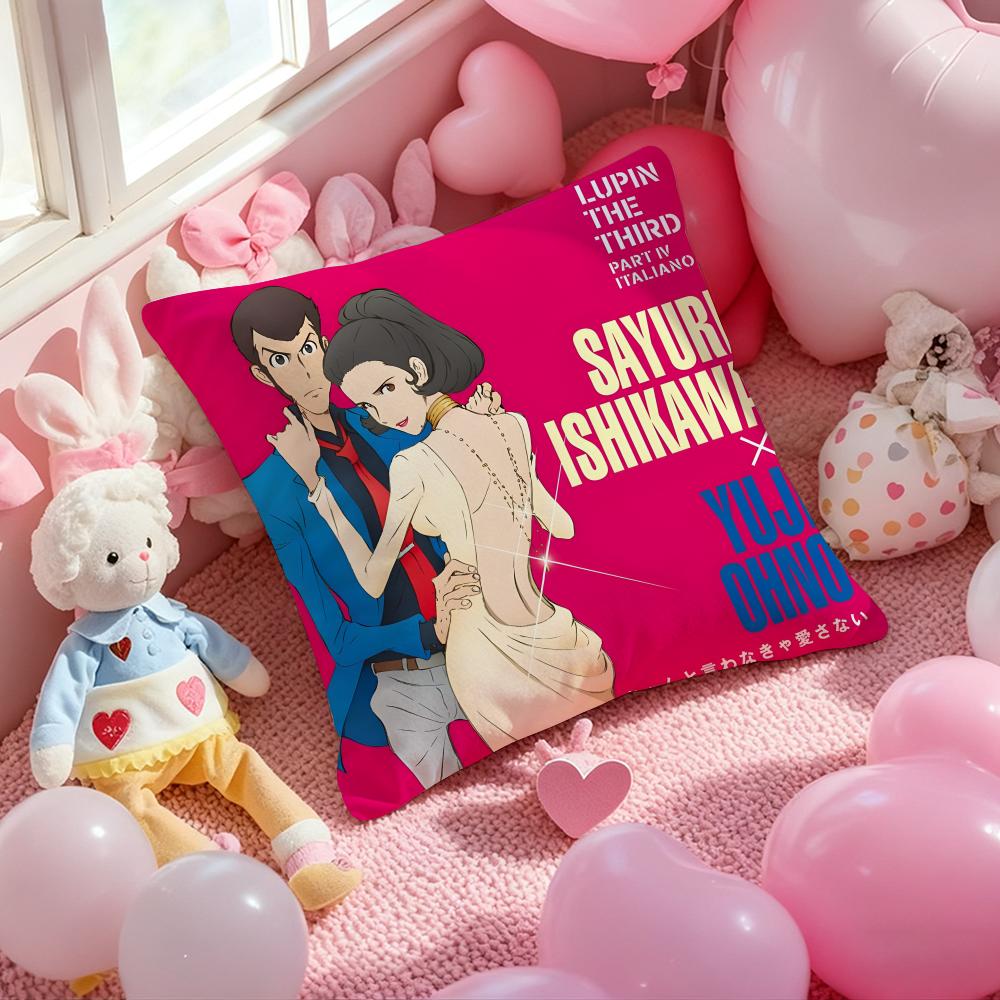 anime Lupin the Third Cushion Cover Pattern Printed Pillowcase for Living Room Sofa Cushion Cover & Bedroom Decor