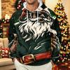 Men's Long Sleeve Hooded Sweatshirt with Christmas Print for Casual Holiday Wear