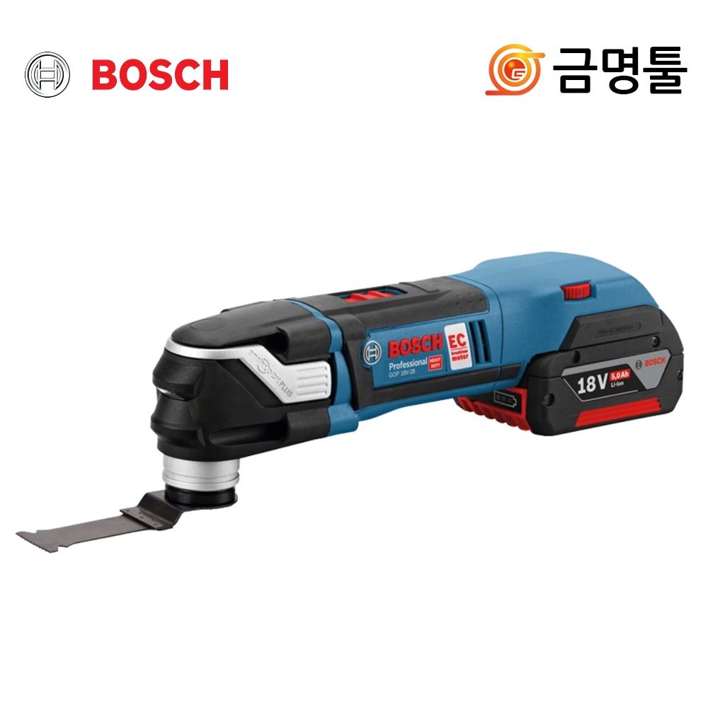 

Bosch GOP18V 28 Перезаряжаемый универсальный резак 18 В 5,0 Ач, 2 упаковки, BL-двигатель, сменное лезвие в одно касание, универсальный резак