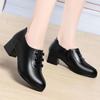 Coarse heel single shoes spring and autumn new soft-soled mid-heeled leather shoes