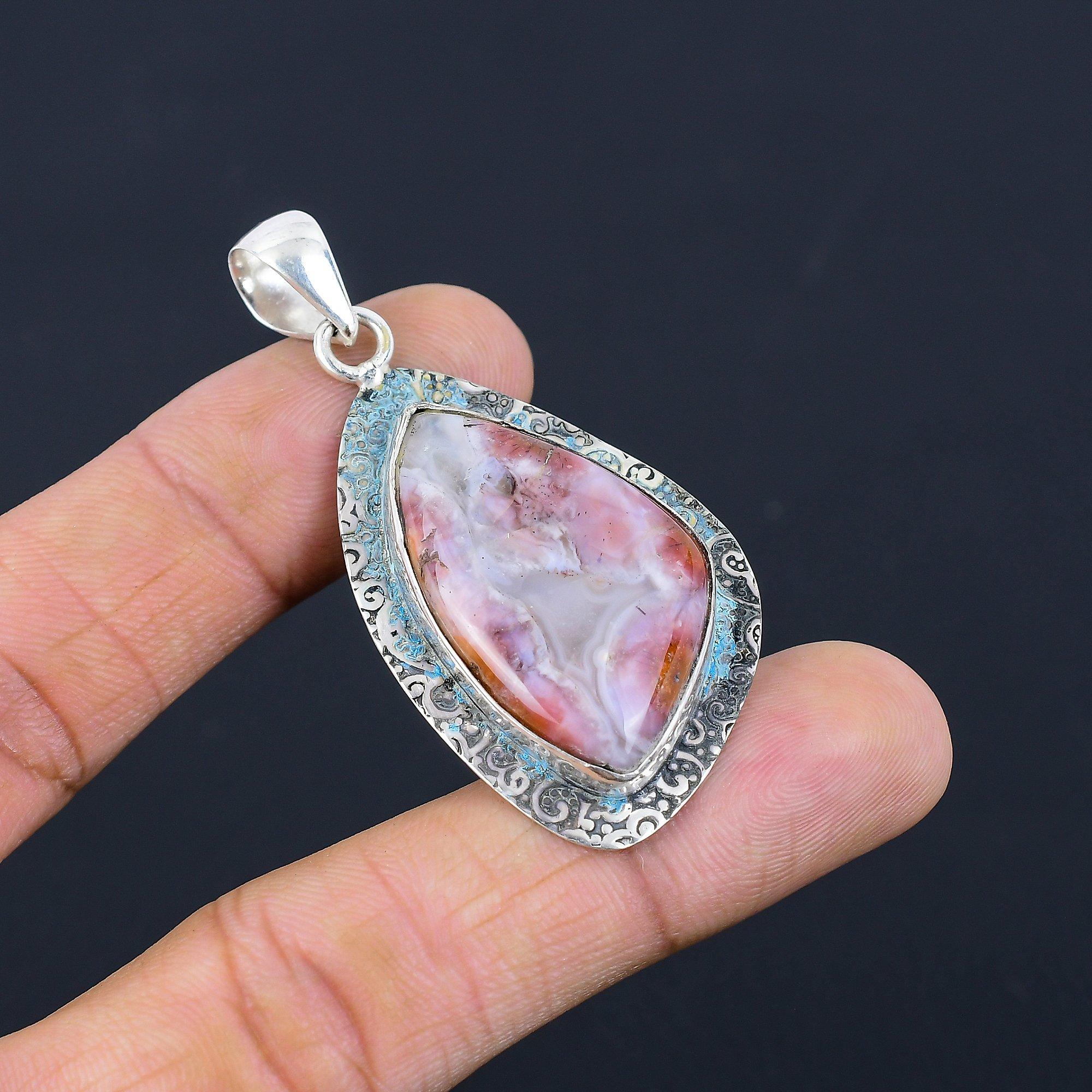 

Womens day Sale Sterling Silver Botswana Agate Gemstone Birthday Pendant Jewelry