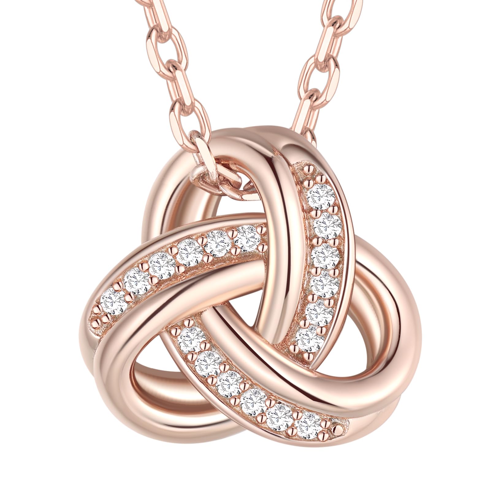 

[ChicSilver] Women s Necklace, Popular, 18k Gold, Zirconia, Knot Design, Cute Triangle Accessory
