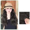 Sun Visor Bowknot Straw Hat Wig Bucket Hat Fisherman Hat Wig Sweet Long Curly Wave Hair Wigs  Women