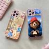 Cute P-Paddingtons Bear For IPhone 14 13 12 Mini 11 Pro XS Max X XR 14 Plus Tempered Glass Cover