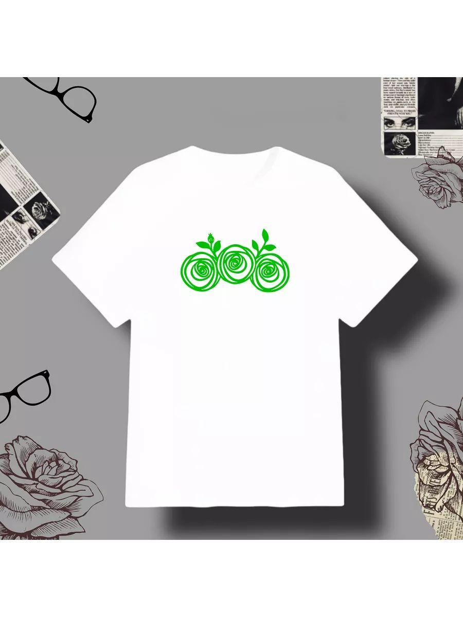 Roses white green print T-shirt XL