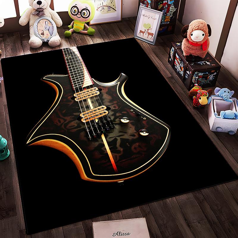 Guitar Design Pattern Rug Non-slip rug suitable for living room and bedroom sofas