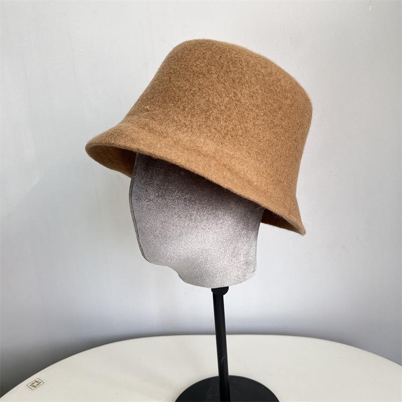

Full wool front upturned bucket hat autumn and winter fashion clothing with literary and retro foldable wool felt basin hat tide M（56-58cm） бежевий