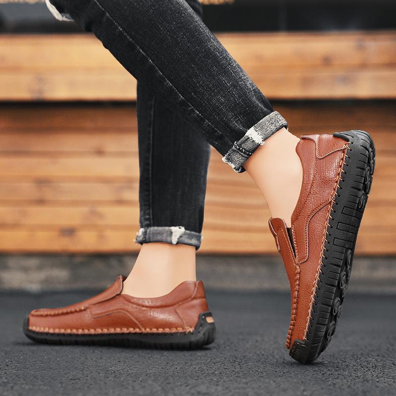 Summer Men's Shoes Men's Comfortable Breathable Walking Flat Men Shoes Large Men's Leather Shoes