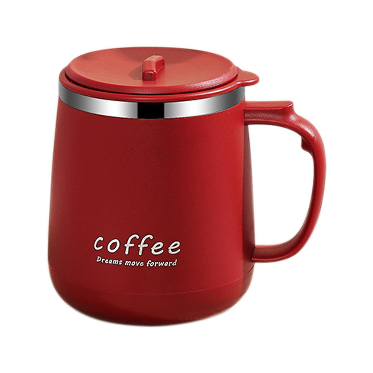 

480 мл 304 Нержавеющая сталь Двухслойная Изолированная Кофейная Кружка Прочная Герметичная Чашка для Воды Большая Вместимость Молочная Кофейная Кружка Посуда для Напитков 401-500ml красный