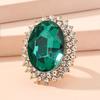 Fashionable Personality Exaggerated Diamond Studded Droplet Shaped Imitation Gemstone Adjustable Simple Temperament Trendy New Ring
