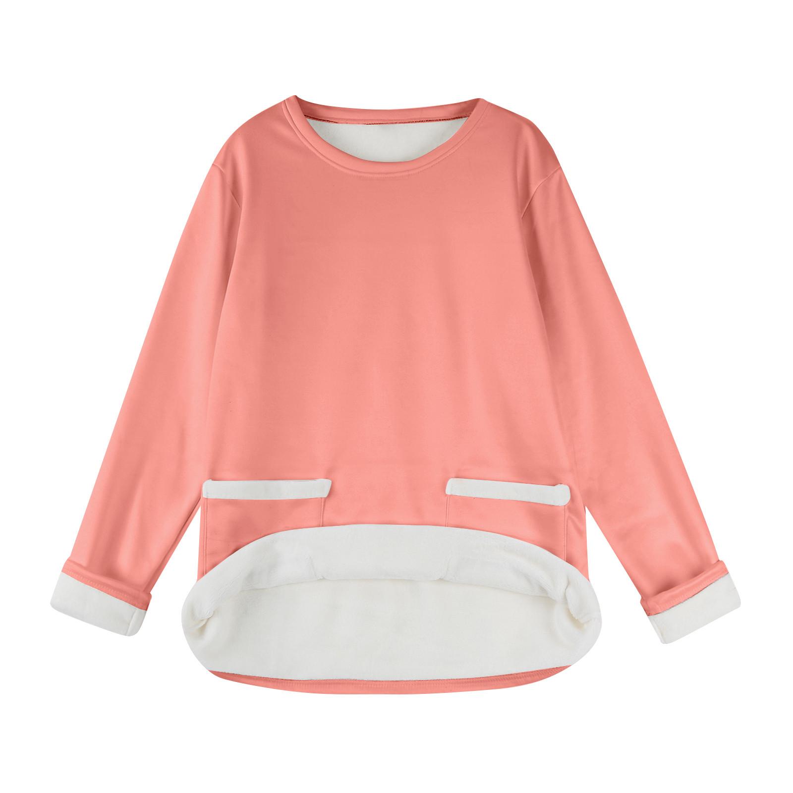 

Женская повседневная модная зимняя однотонная плюшевая толстовка с круглым вырезом M