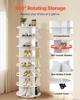 7 Tiers Rotating Shoe Rack Tower with Wheels, Movable 360° Spinning Carousel Display, Lazy Susan Organizer Closet Shelf for Living Room, Entryway,