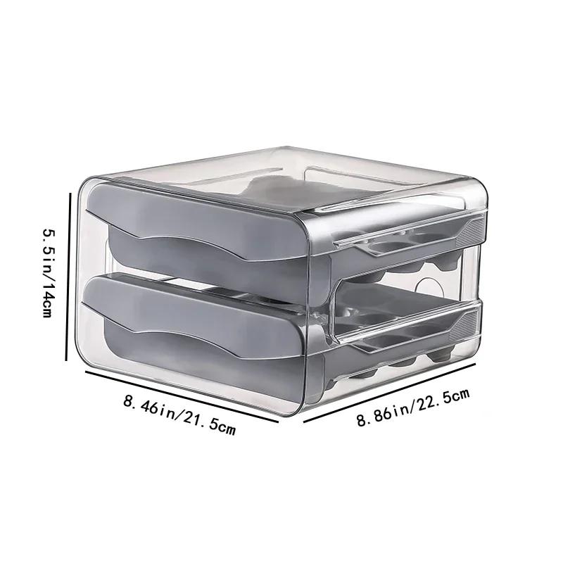 

Double-Layer Egg Storage Box Drawer-Type Refrigerator Rolling Egg Organizer Food Storage Container Holder Kitchen Accessories сірий колір