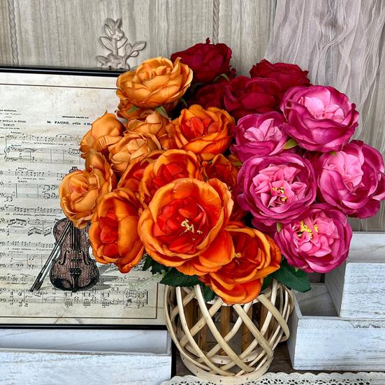 Artificial Rose Bouquet 7 Head Realistic Fake Flower Home Office Wedding Party Table Centerpiece