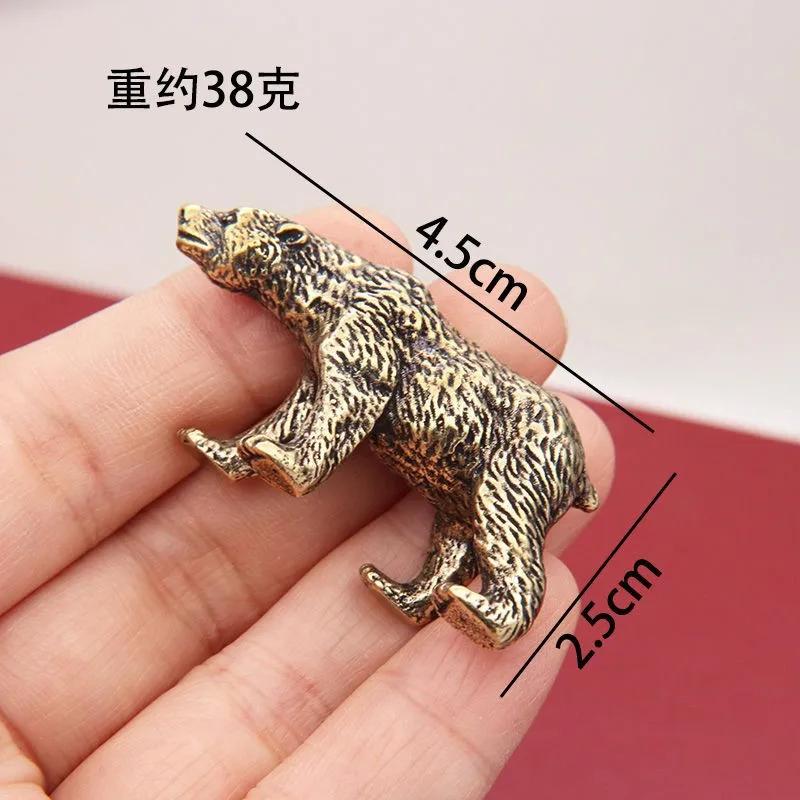 1PCS Solid Brass Polar Bear Figurines Miniatures Bronze Animal Decoration Antique Small Ornament