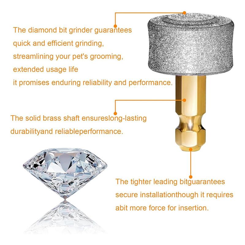 Ersatzkopf für Haustiernagelschleifer - Diamantschleifbits(4 Packung), Für Hunde& Für alle Modelle, Inklusive Rädersatz