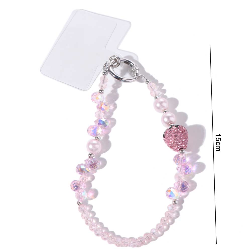 With Clip Strawberry Crystal Pendant Anti-lost Short Bling Strawberry Phone Chain Jewelry Bag Charms Pearl Mobile Phone Lanyard