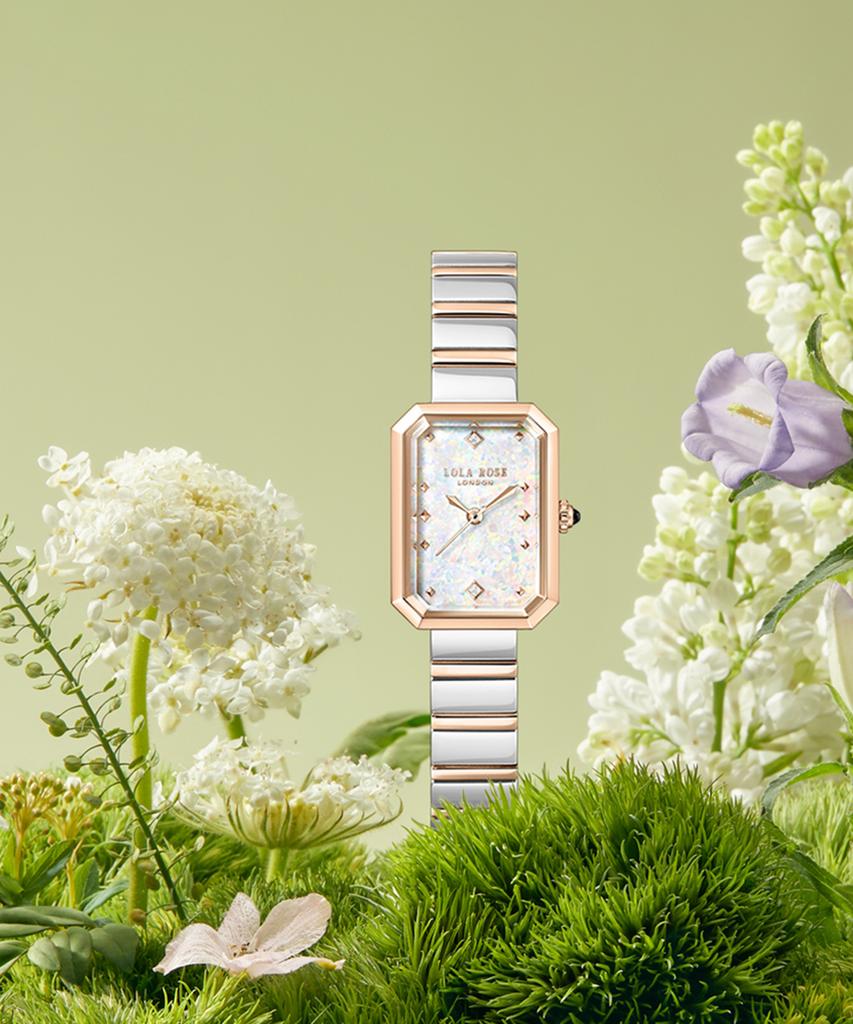 Lollalojeu Ms. Lola White Opal Cubic Index Square Watch