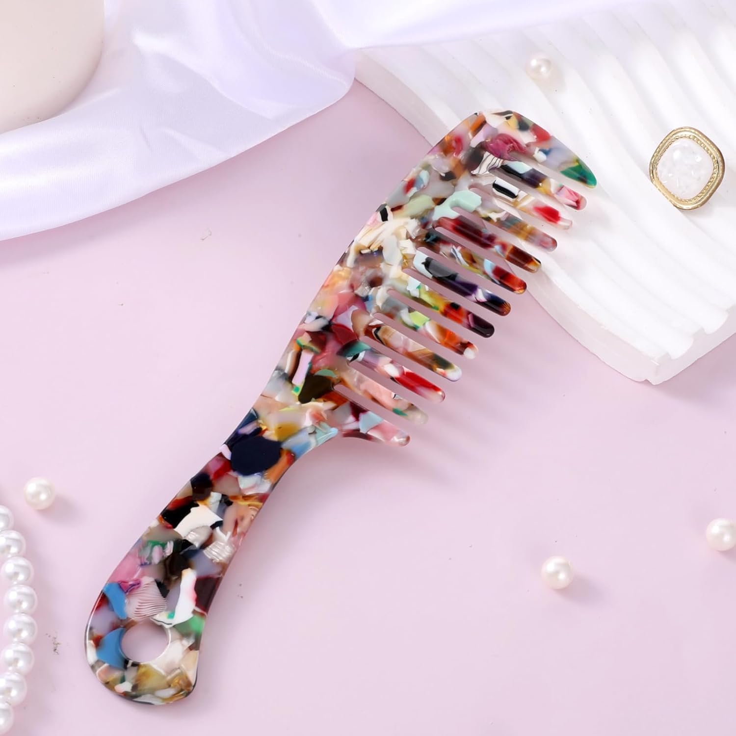 Wide Tooth Comb for Curls, Cellulose Acetate Detangling Comb Tortoise Shell Styling Wet Curly Hair Combs for Women Wide Combs Women Men