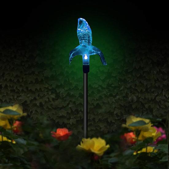Lumină decorativă din plastic alimentată solar în formă de animal cu LED-uri pentru exterior, grămadă de stâlp pentru grădină