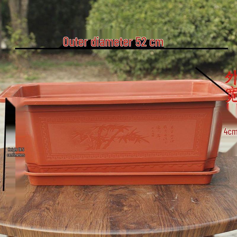 Large Rectangular Plastic Flower and Vegetable Planting Pot | Bonsai and Ficus Planter with Base