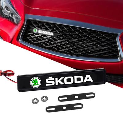 Car Front Cover Grille Lamp Emblem Decor Lightings LED Light For Fabia Octavia Karoq Kodiaq Superb Rapid Citigo Scale A7