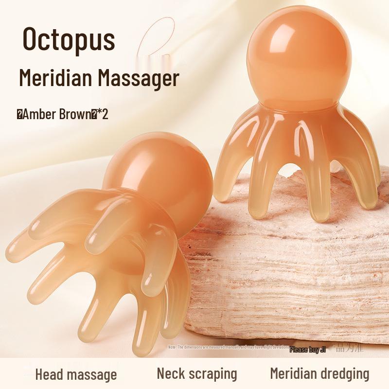E-commerce Bestseller: Octopus Meridian Massage Comb - Resin Acupoint Scraper for Head Relaxation