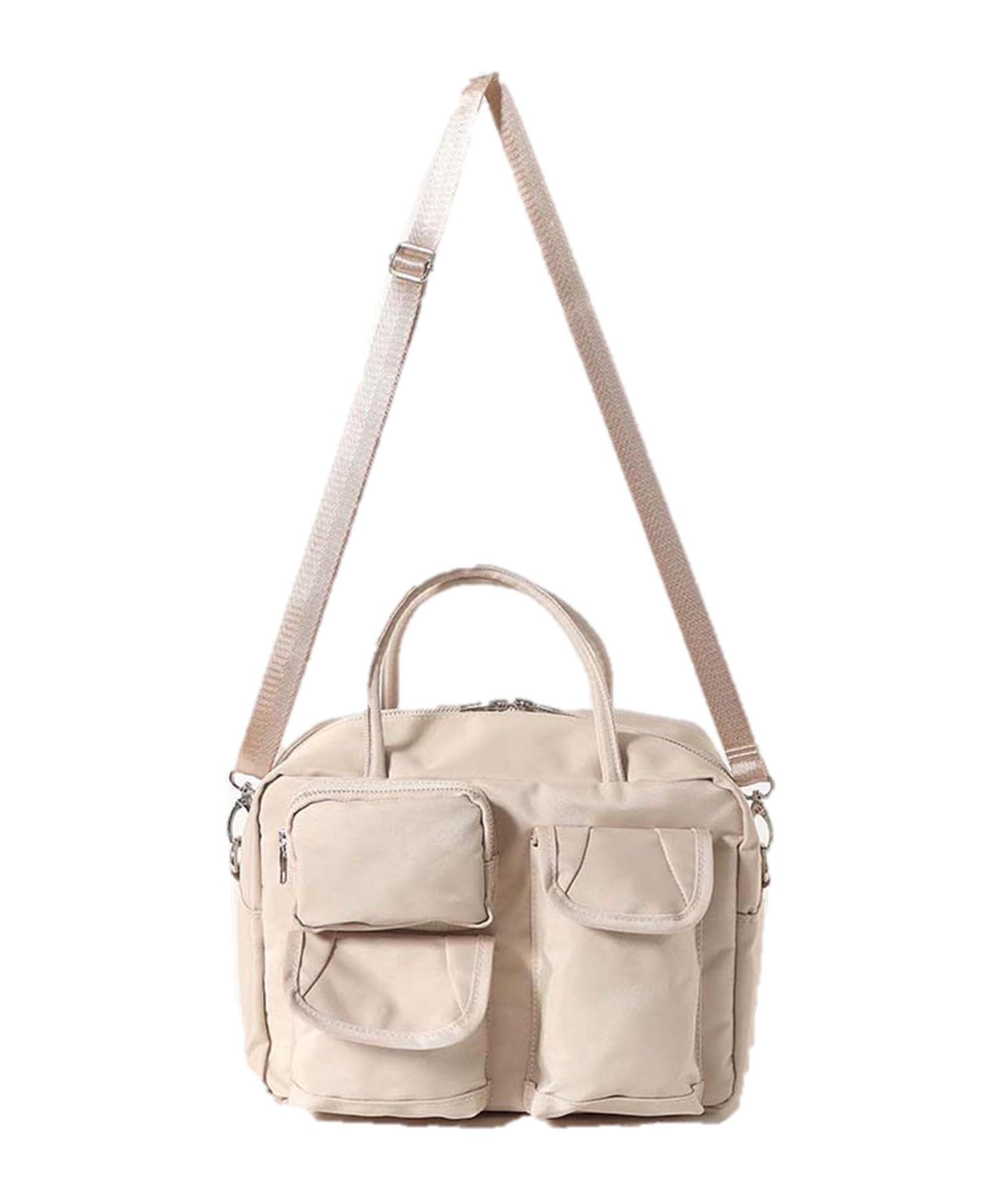 BleuBleuet Women s 2-Way Shoulder Bag, Crossbody Tote Bag, Handbag, Hands-Free Sub-Bag, Multiple Pockets on the Front, Zippered Pocket, Lightweight,