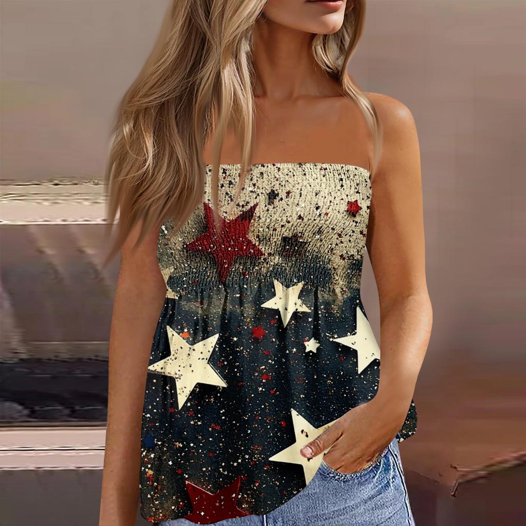Dámské crop topy, roztomilé sexy tričko bez rukávů s potiskem odhalených ramen