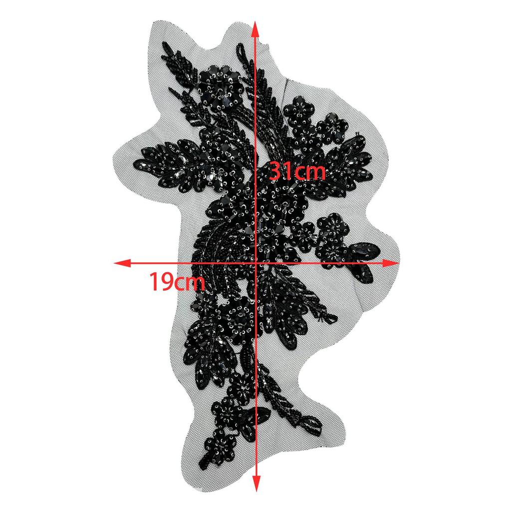 Mesh White Flower Hand-Sewn Beads With Diamond Cloth Stickers Diy Decorative Cheongsam Dress Clothing Accessories Ins