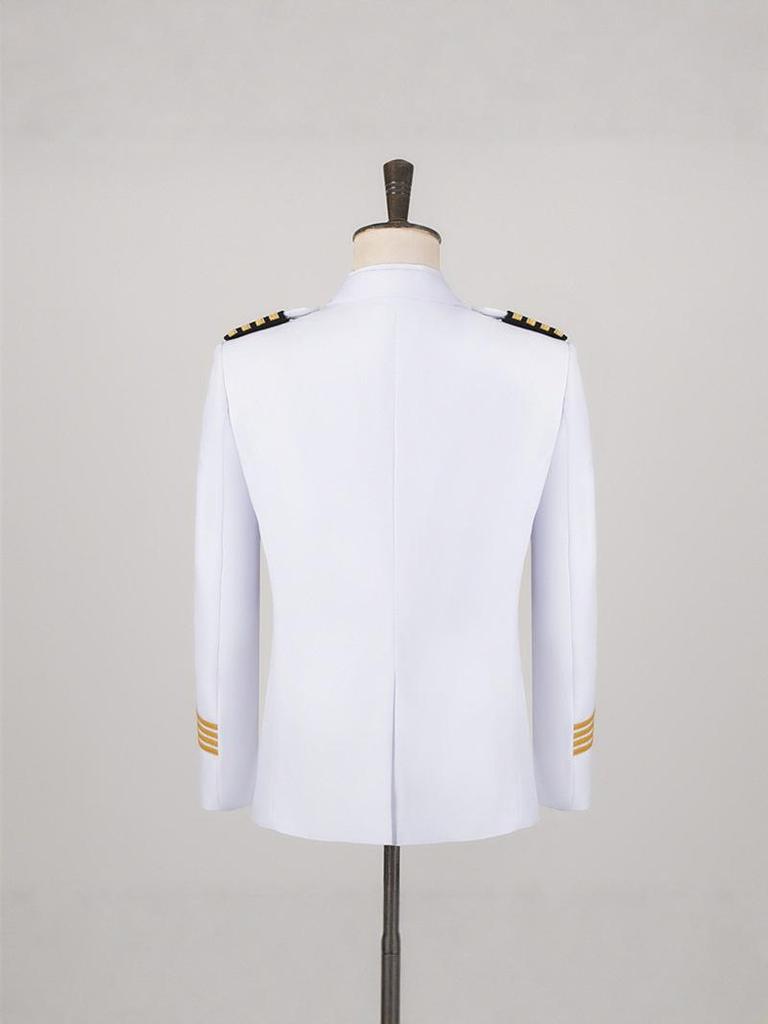 Heren Witte Piloot Kapitein Uniform Set met Epauletten - Inclusief Beveiliging en Stewardess Uniform