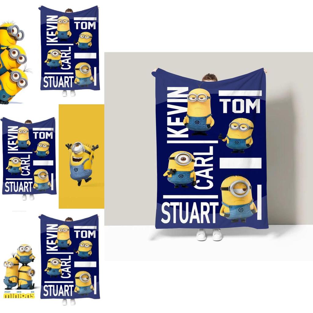 Minions Blanket With Geometric Pattern For Dorm Room And Office Comfort