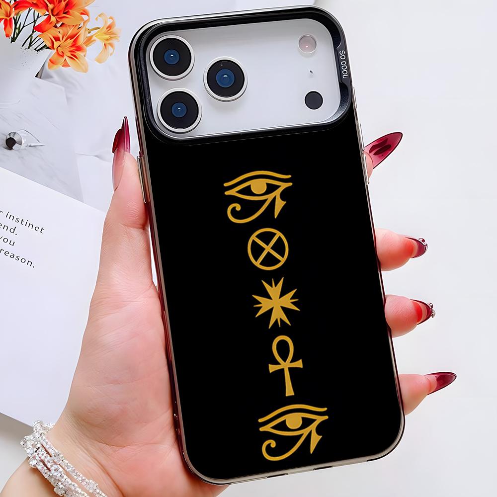 Ancient Egyptian Hieroglyphic Phone Case For IPhone 17 Pro Max 16 Pro Max 15 14 13 11 12 Mini Xs X Xr 7 8 Plus Se Color Silver C