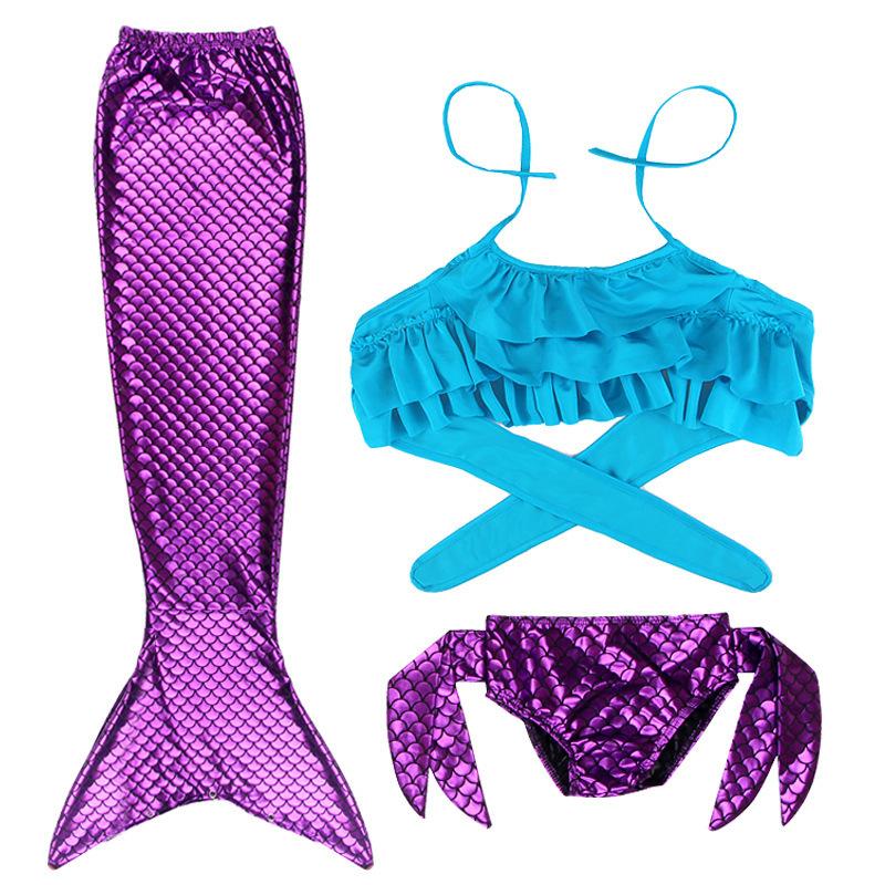 Mermaid Swimsuit Girls Middle School Elder Princess Split Skirt Elementary School Mermaid Baby Three-Piece Set