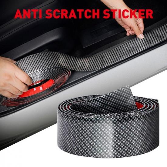 Car Acces Carbon Door Fiber Sill Plate Scuff Cover Anti Scratch Sticker 2m*m