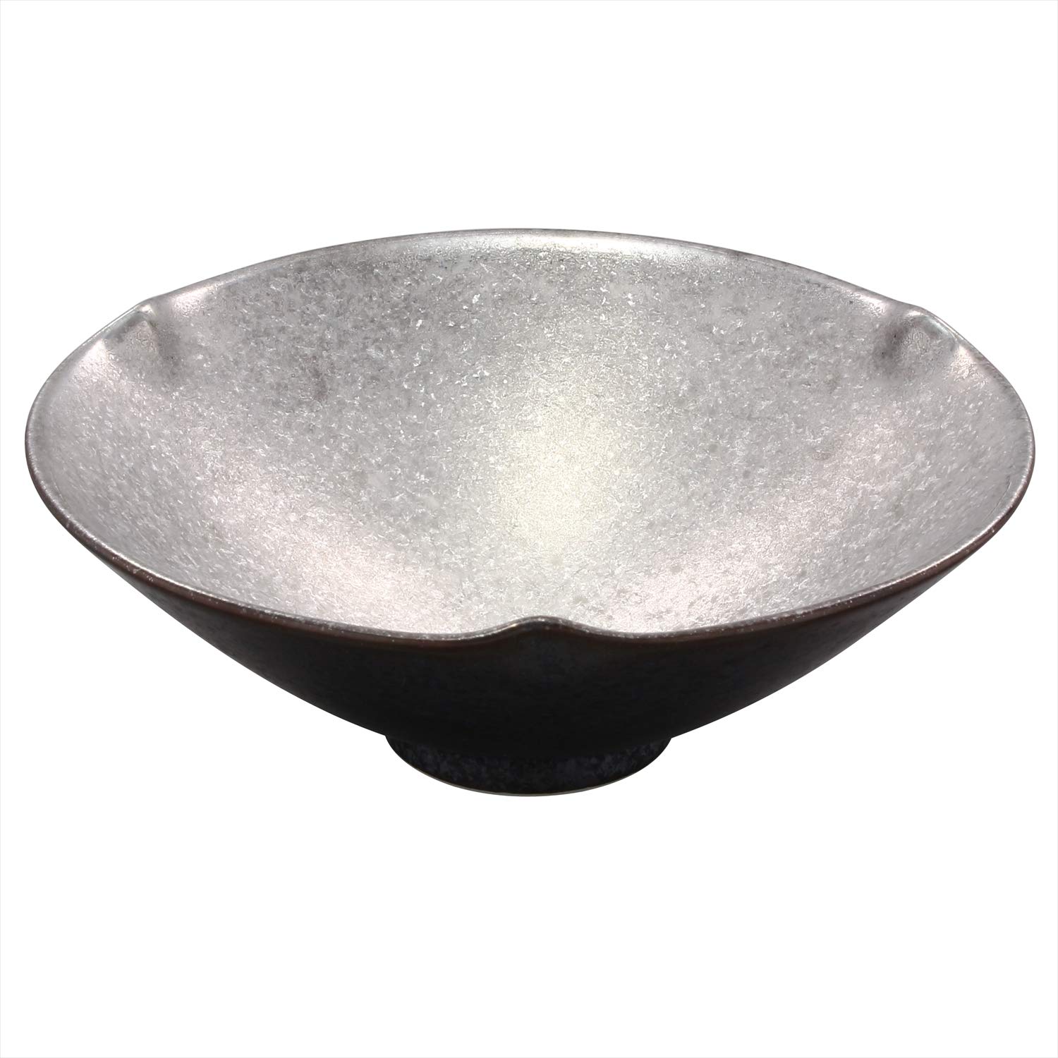 

Arita Ware Toetsu Kiln Flat Small Bowl, Black Yuzu with Silver Inner Decoration, 467189-650