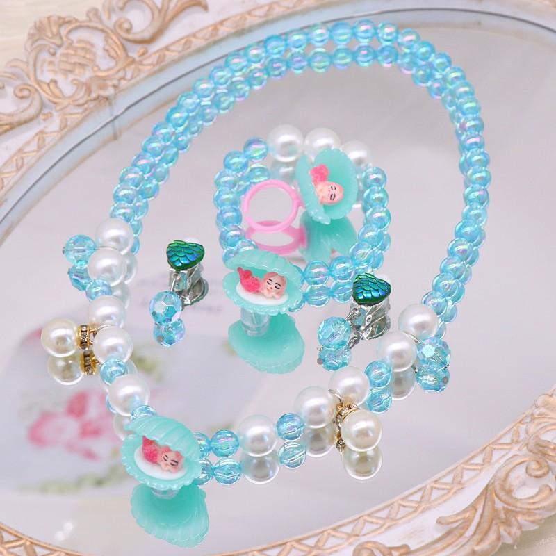 Children's Necklace Accessories, Shell Barbie Pink Cute Girls' Jewelry, Imitation Pearl Bracelet Necklace